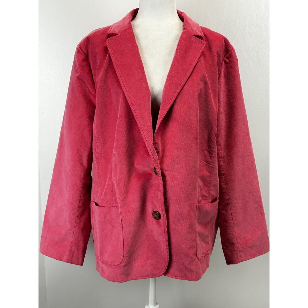 NEW! Talbots Corduroy Blazer Jacket 24W Plus Pink 2 Button Academia